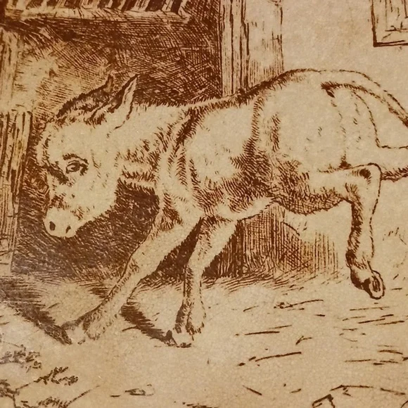 Victorian Rare 1866 BWM& Co. Brown Pastoral Plate- Barnyard Pals
